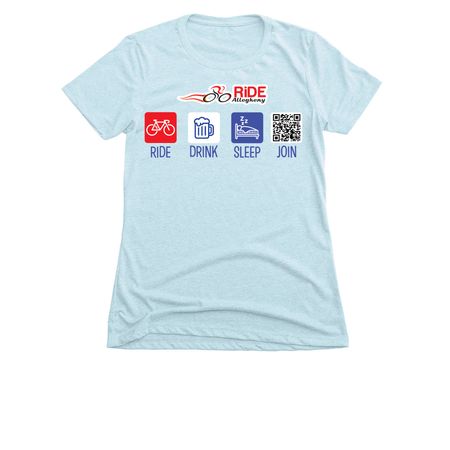 Ride-Drink-Sleep LIGHT COLORS, a Ice Blue Women's Slim Fit Tee