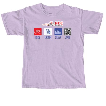 Ride-Drink-Sleep LIGHT COLORS, a Orchid Comfort Colors Unisex Tee