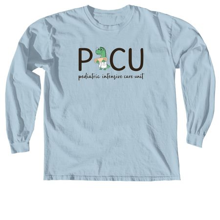 PICU Dino, a Chambray Comfort Colors Long Sleeve Tee