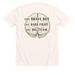 Light colored with design on back.&nbsp;, a Heather Natural Premium Unisex Tee (back-view)