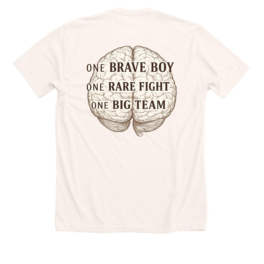 Light colored with design on back.&nbsp;, a Heather Natural Premium Unisex Tee (back-view)