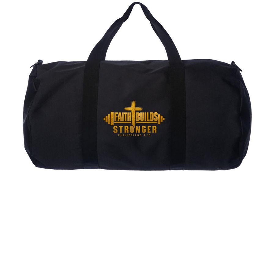 built through faith, a Black Day Tripper Duffel Bag