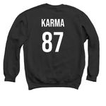 Karma, a Black Crewneck Sweatshirt (back-view)