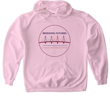 Bridging Futures, a Light Pink Gildan Softstyle Pullover Hoodie