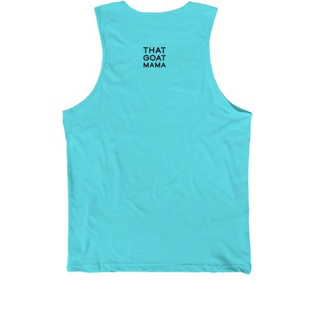 That Goat Yoga, a Teal Premium Cotton Tank (back-view)
