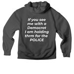 Laughing at ourselves, a Asphalt Premium Heavyweight Pullover Hoodie (back-view)