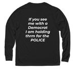 Laughing at ourselves, a Deep Black Allmade Eco Triblend Long Sleeve Tee (back-view)