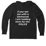 Laughing at ourselves, a Space Black Allmade Eco Triblend Hoodie Tee (back-view)