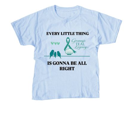 Three Little Birds ?, a Light Blue Youth Unisex Tee