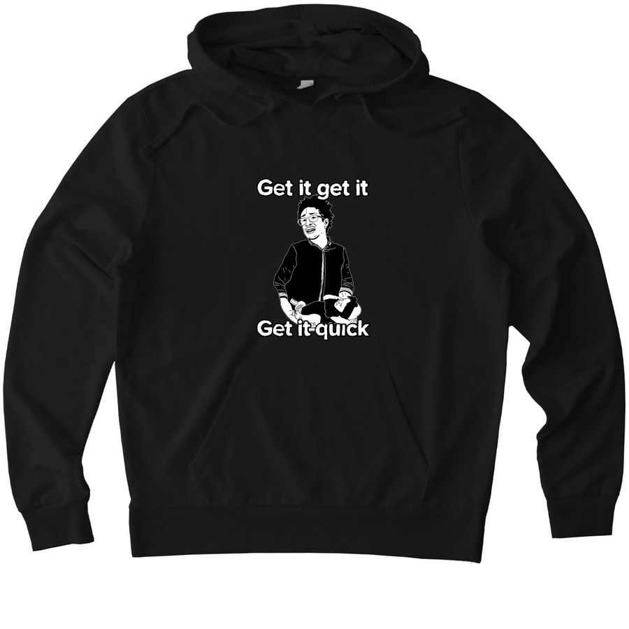 Isaac Get it Now Hand Drawn | Hoodies & Tees&nbsp;, a Deep Black Allmade Organic French Terry Pullover Hoodie