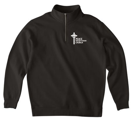 Peace Logo Zips, a Black Midweight Quarter Zip Pullover
