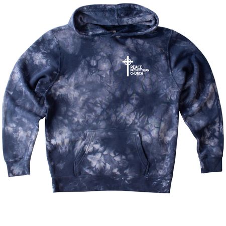 Peace Logo Zips, a Navy Youth Tie Dye Pullover Hoodie