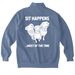 Sit Happens, a Blue Jean Comfort Colors Quarter Zip Pullover (back-view)