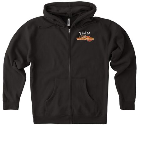 Team Warhammer, a Black Heavyweight Zip Up Hoodie
