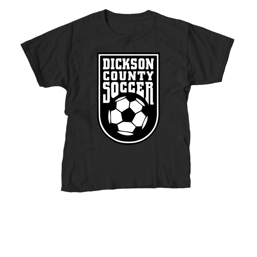 Dickson Co. Soccer Association, a Black Youth Unisex Tee