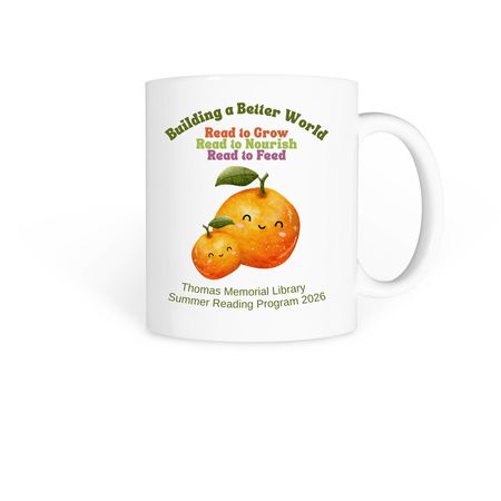 2026 Summer Reading Program Mug--peaches, a White Coffee Mug