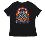 HOGS FOR HOPE 3, a Black Women's Relaxed V-Neck Tee (back-view)