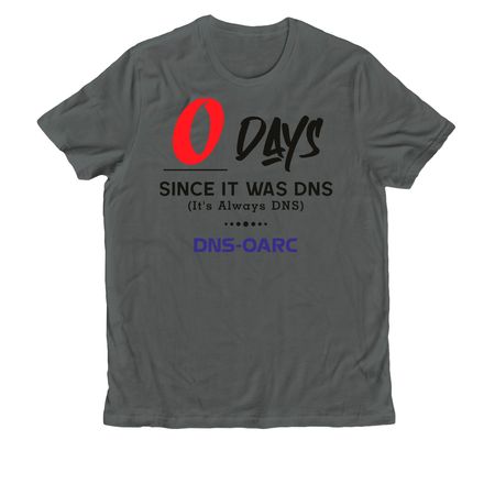 20th Anniversary DNS-OARC&nbsp;, a Terrain Grey Allmade Organic Cotton Unisex Tee