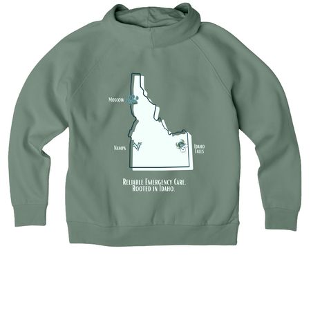 Rooted in Idaho, a Matcha Green Allmade Organic CVC Pullover Hoodie