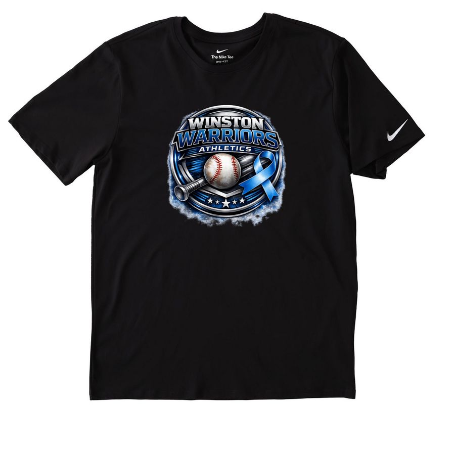 Winston Warriors Athletics, a Black Nike Dri-FIT Jersey Blend Performance Tee