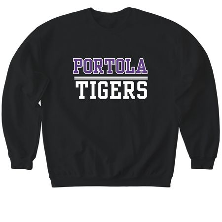 Portola Tigers, a Black Softstyle Crewneck Sweatshirt