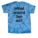 What would Jen do?, a Baby Blue Classic Tie Dye Tee (back-view)