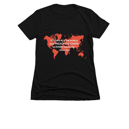 Mark 16:15 Continents, a Black Women's Slim Fit Tee