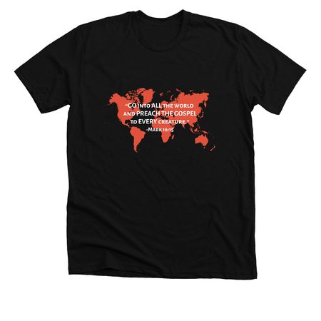 Mark 16:15 Continents, a Solid Black Blend Premium Unisex Tee