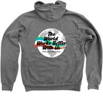 World Works Better With Us (Back), a Deep Heather Zip Up Hoodie (back-view)