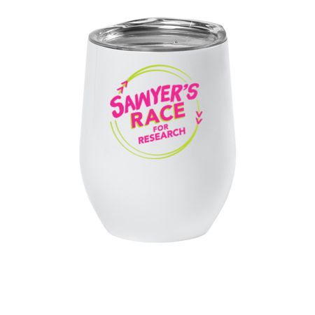 Sawyer's Race for Research Tumbler, a White Insulated Wine Cup