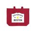 Boston Marathon 2026 sign, a Deep Red Cotton Canvas Tote Bag (back-view)