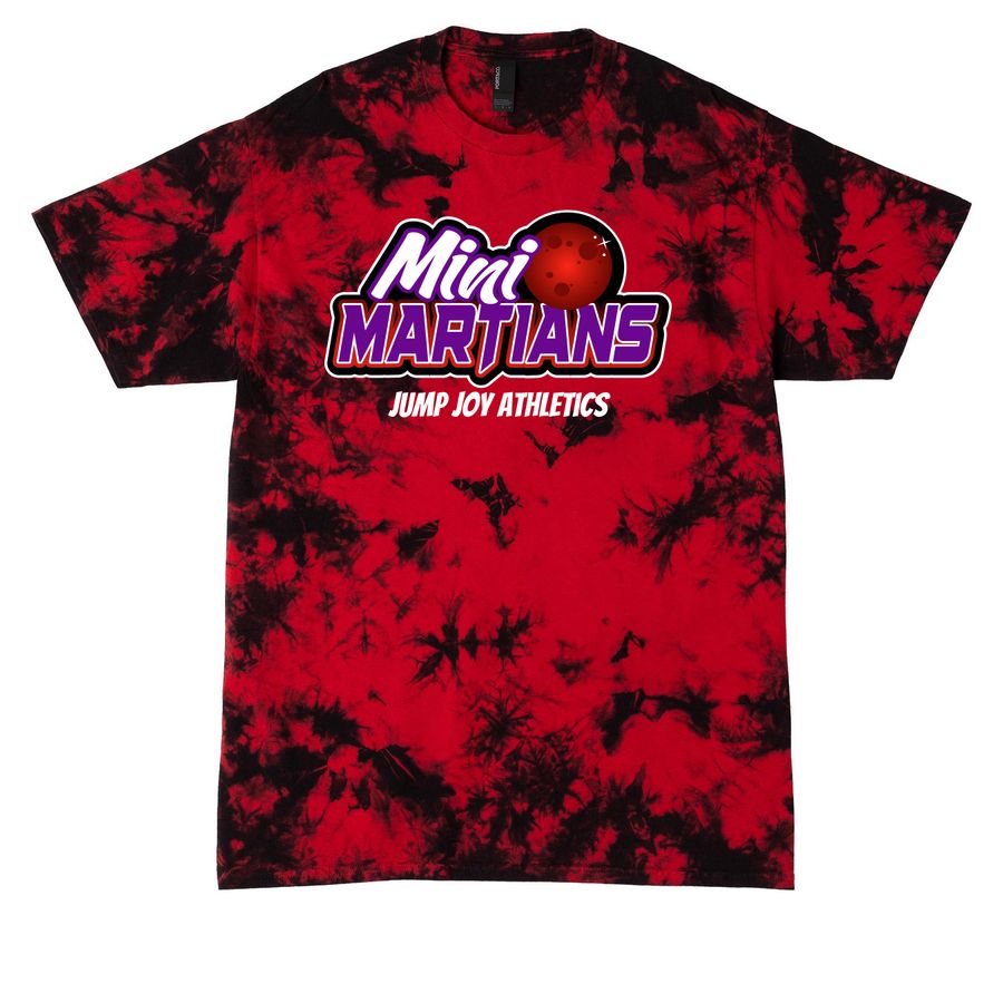 Mini Martians T-Shirt, a Black/ Red Crystal Tie Dye Tee
