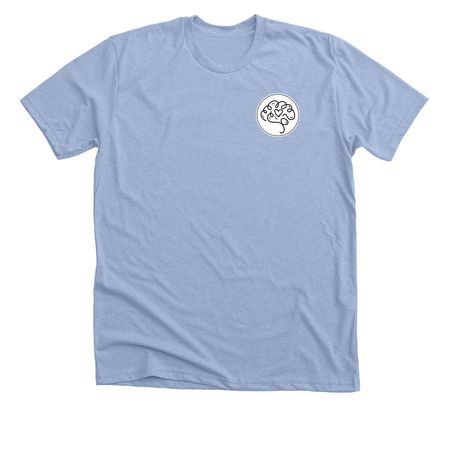 Great minds with pocket circle, a Heather Baby Blue Premium Unisex Tee