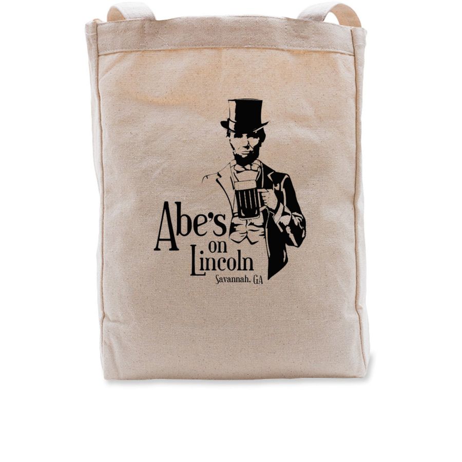 Abe's Tote Bag - Black Print, a Natural Recycled Cotton Tote Bag