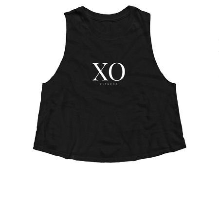 XO FITNESS, a Solid Black Blend Women?s Cropped Racerback Tank