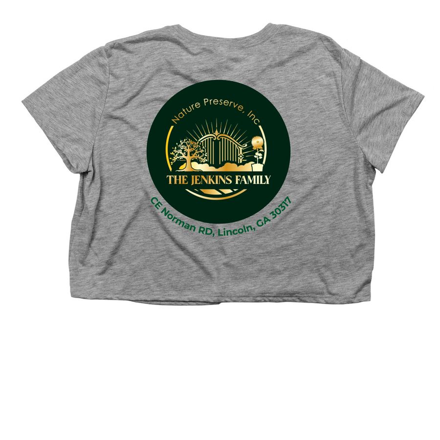 Hurricane Helene Relief Fundraiser, a Athletic Heather Women?s Flowy Cropped Tee (back-view)