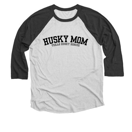 TXHR - Husky Mom, a Black and Heather White 3/4 Sleeve Baseball Tee