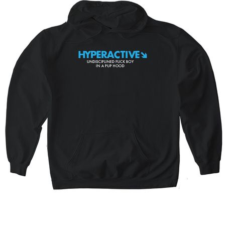 Hyperactive Pups, a Black Gildan Softstyle Pullover Hoodie