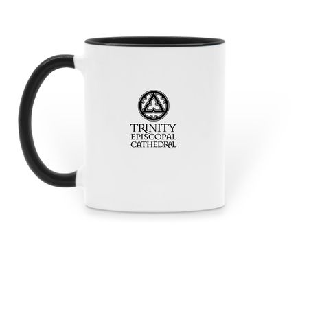 God Loves You Mug, a Black Two-Tone Ceramic Mug (back-view)