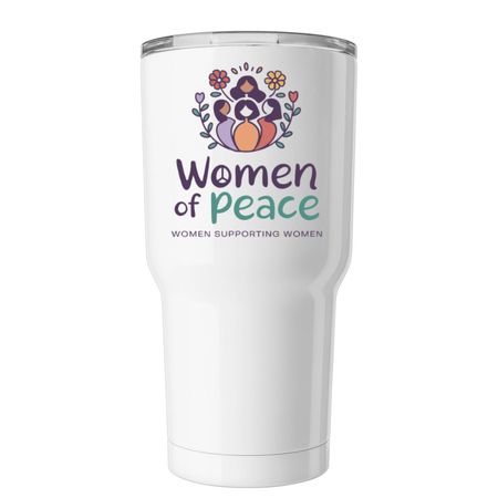 WoP 30oz Tumbler, a White Insulated Tumbler (back-view)