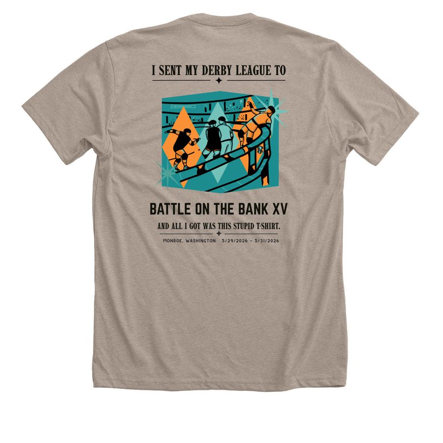 Sent My Derby League To...Retro, a Heather Stone Premium Unisex Tee (back-view)