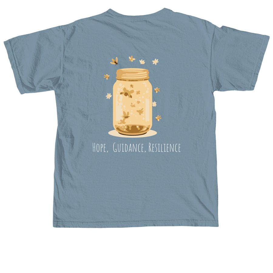 Wheelchair Firefly Attachment&nbsp;, a Ice Blue Comfort Colors Unisex Tee (back-view)