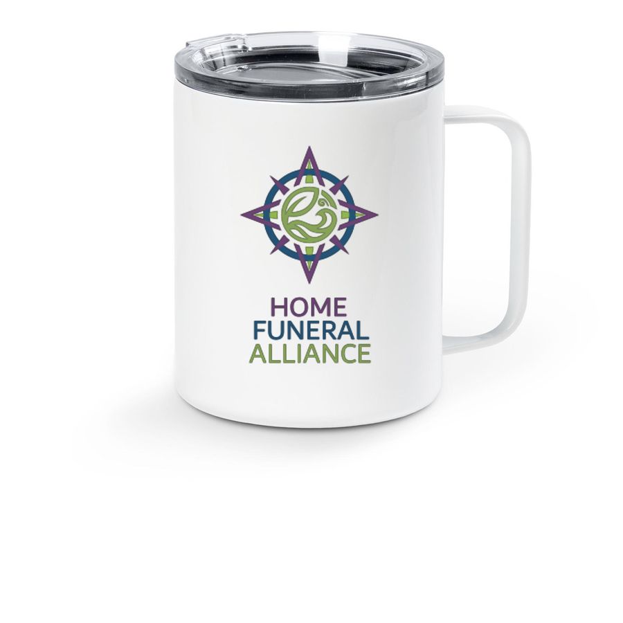 Home Funeral Alliance Travel Mug, a White Stainless Steel Travel Mug