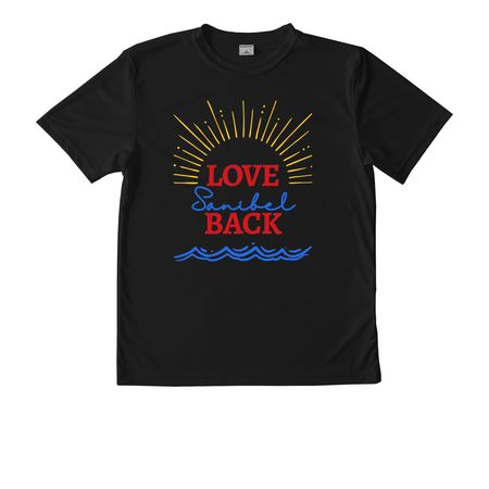 Love Sanibel Back 2026, a Black Youth Performance Tee