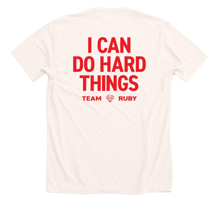 Team Ruby, a Heather Natural Premium Unisex Tee (back-view)