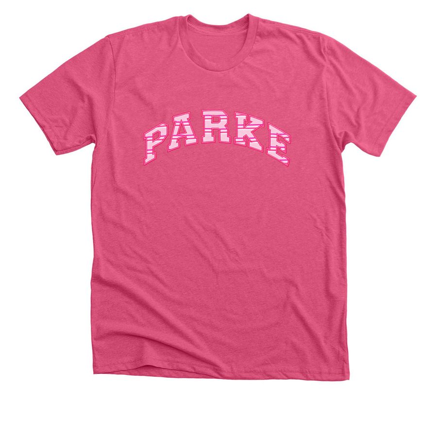 Parke Breast Cancer T Shirt, a Heather Charity Pink Premium Unisex Tee