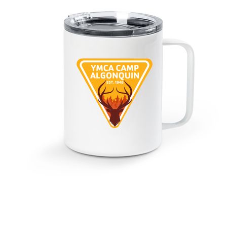 Camp Algonquin Insulated Tumbler, a White Stainless Steel Travel Mug