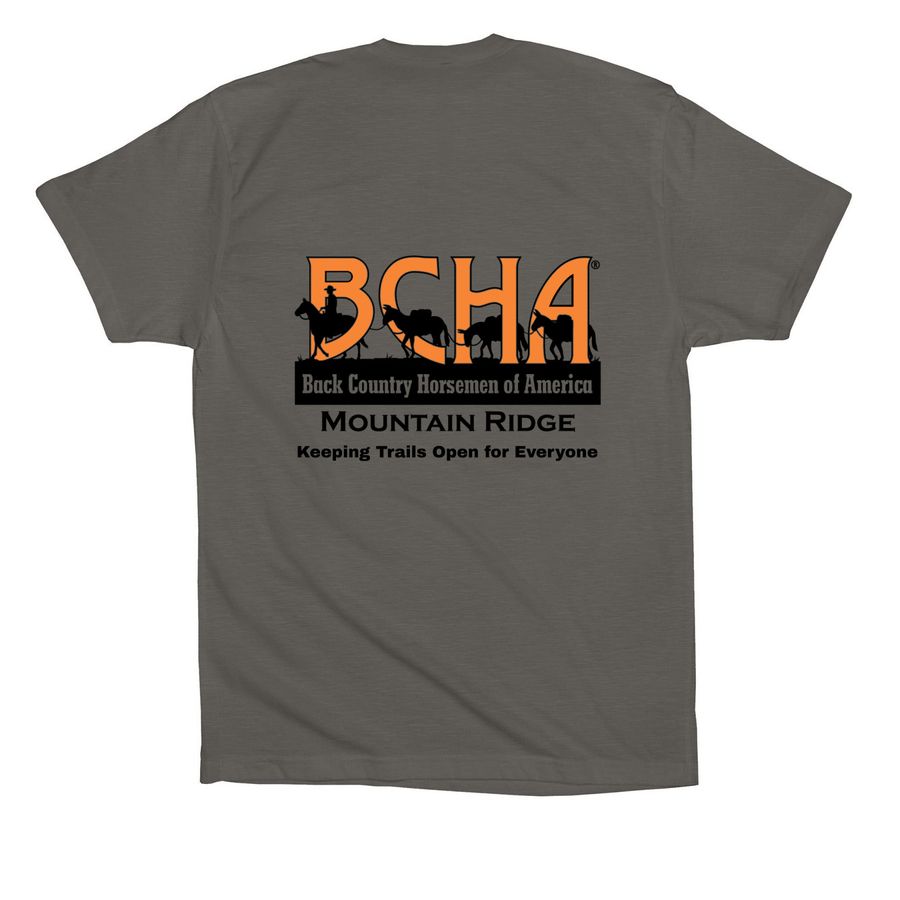 BCHU Mountain Ridge Merch, a Asphalt Premium Cotton Tee (back-view)