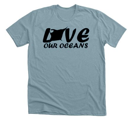 Love Our Oceans, a Heather Blue Lagoon Premium Unisex Tee
