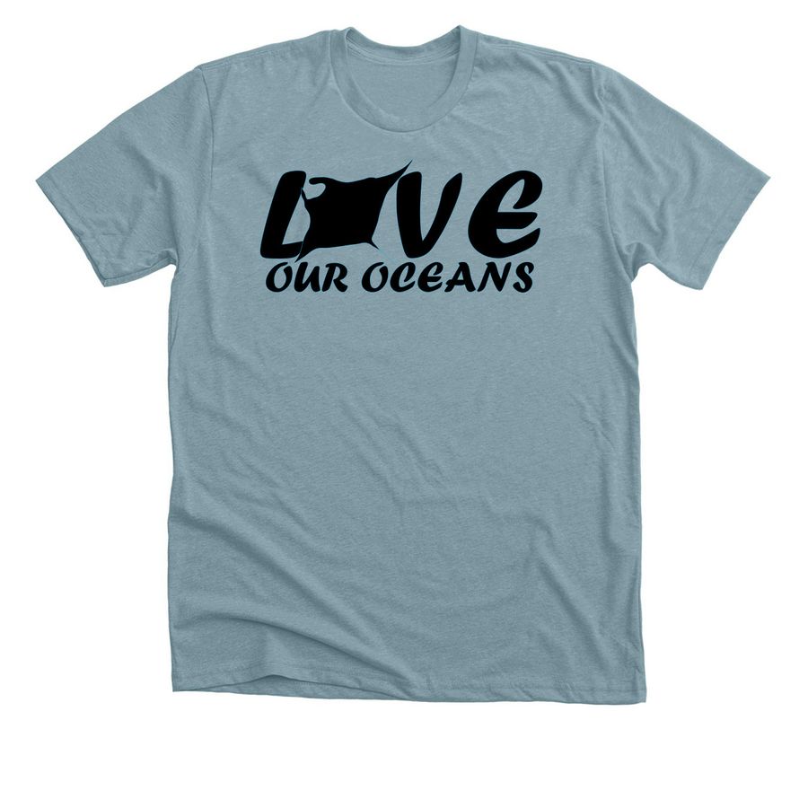 Love Our Oceans, a Heather Blue Lagoon Premium Unisex Tee